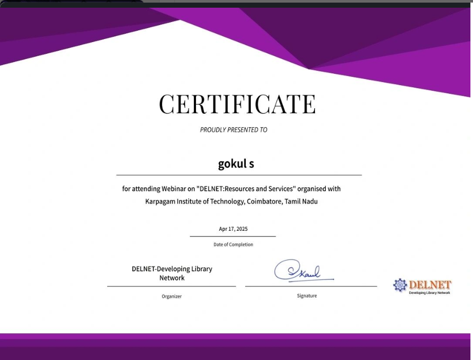 Delnet Certificate